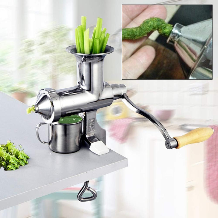Weizengras Saftpresse Manuell Entsafter Obst Gemüse Handpresse mit Sieb und Reinigungsbürste, Tischk