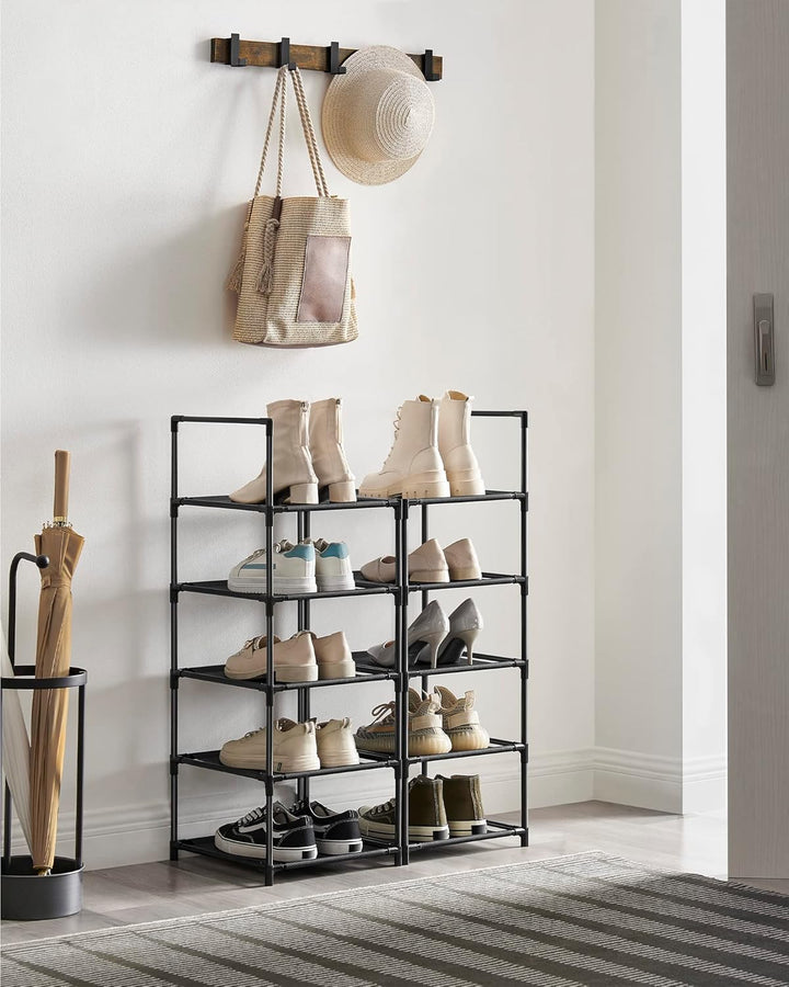 SONGMICS Schuhregal, 10 Ebenen, Schuhablage, Schuhaufbewahrung, schmal, 33 x 33 x 173 cm, Metallgest