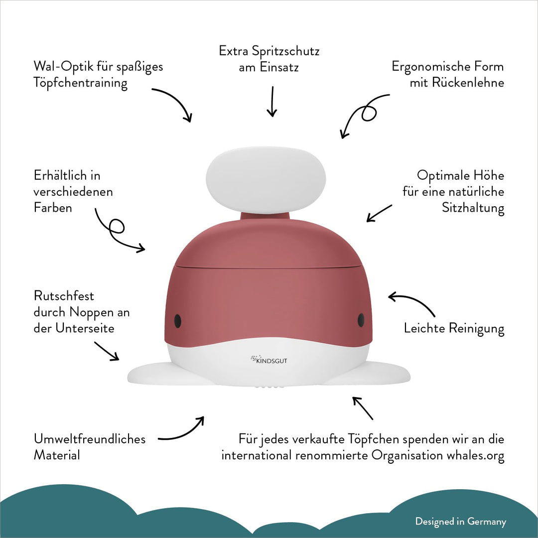 Kindsgut Kinder-Töpfchen, Babytopf WC/Klo, kinderfreundliches Wal-Design und dezente Farben, Toilett