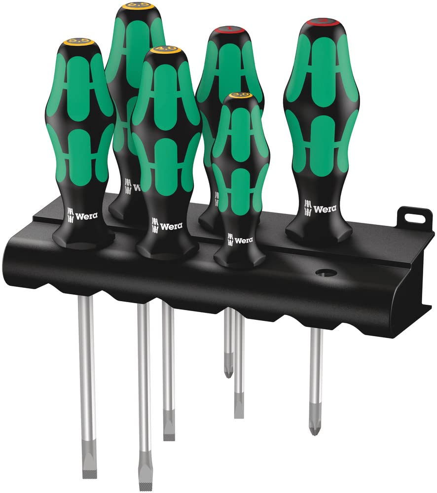 Wera 334/6 Rack Schraubendrehersatz Kraftform Plus Lasertip + Rack, 6-teilig, 05105650001 Single 334