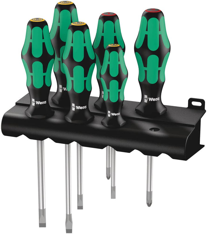 Wera 334/6 Rack Schraubendrehersatz Kraftform Plus Lasertip + Rack, 6-teilig, 05105650001 Single 334