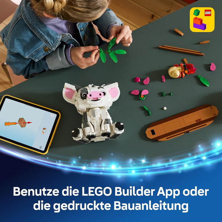 LEGO | Disney Vaiana Pua - Spielzeug Schwein mit Blume, Krabbe und Flossständer als Zimmerdeko - Geb