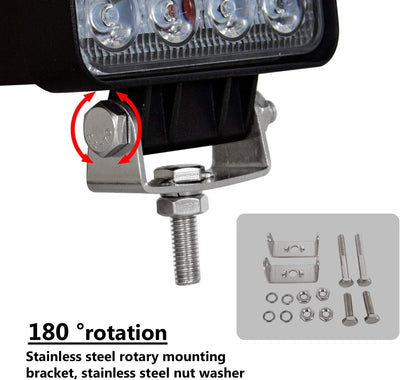 Willpower 10pc LED Scheinwerfer 4‘’ 10cm 48W LED Arbeitsscheinwerfer 12V 24V Zusatzscheinwerfer Auto