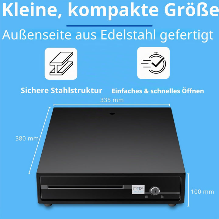 Kassenschublade - Automatic Elektrisch (RJ11-12) / Manuell Öffnen - 4 Geldscheinfächern / 5 Münzfäch