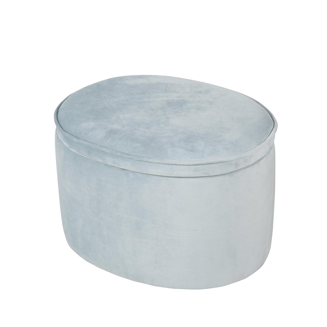 roba Kinderhocker Lil Sofa mit Stauraum - Ovaler Hocker in blauem Samtstoff - Polstermöbel Pouf für