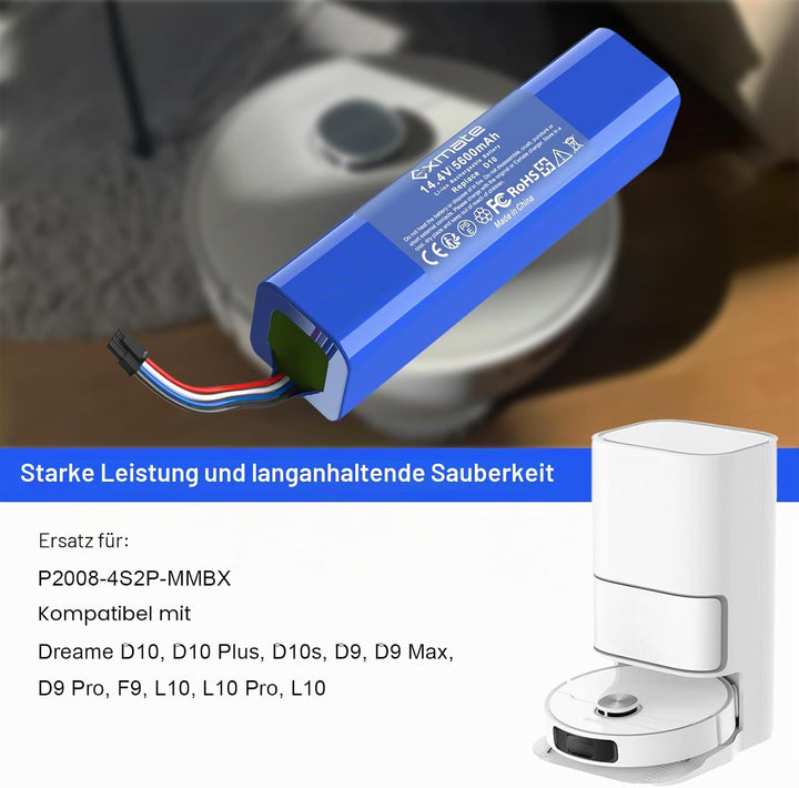 Exmate 14,4V 5600mAh Ersatzakku für Dreame D9 Pro D9 Max, L10 L10s D10 D10s Ultra/Pro/Plus/Z10 Pro,