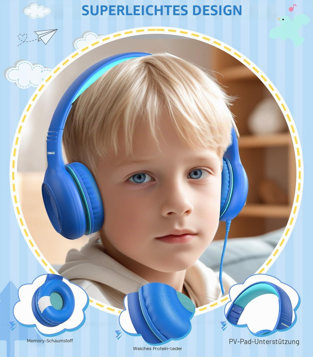Upgrade USB Typ C Kinder-Kopfhörer, kabelgebundene Kopfhörer für Kinder mit Mikrofon für Jungen und