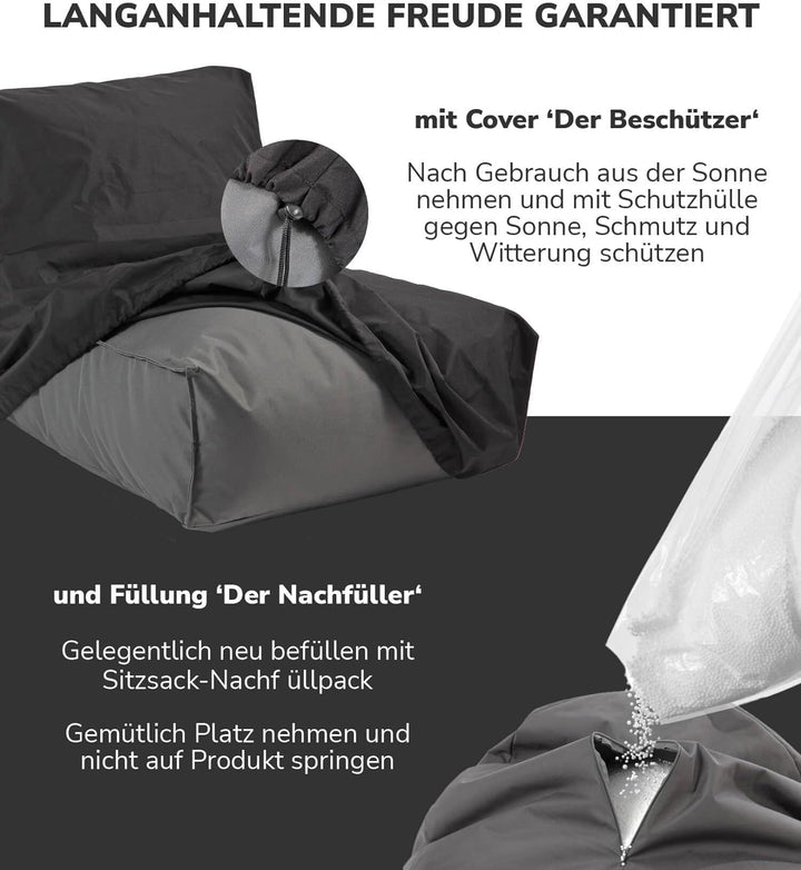 mokebo® Sitzsack mit Schutzhülle für Kinder & Erwachsene 'Der Sundowner' Bean Bag mit Füllung, Boden