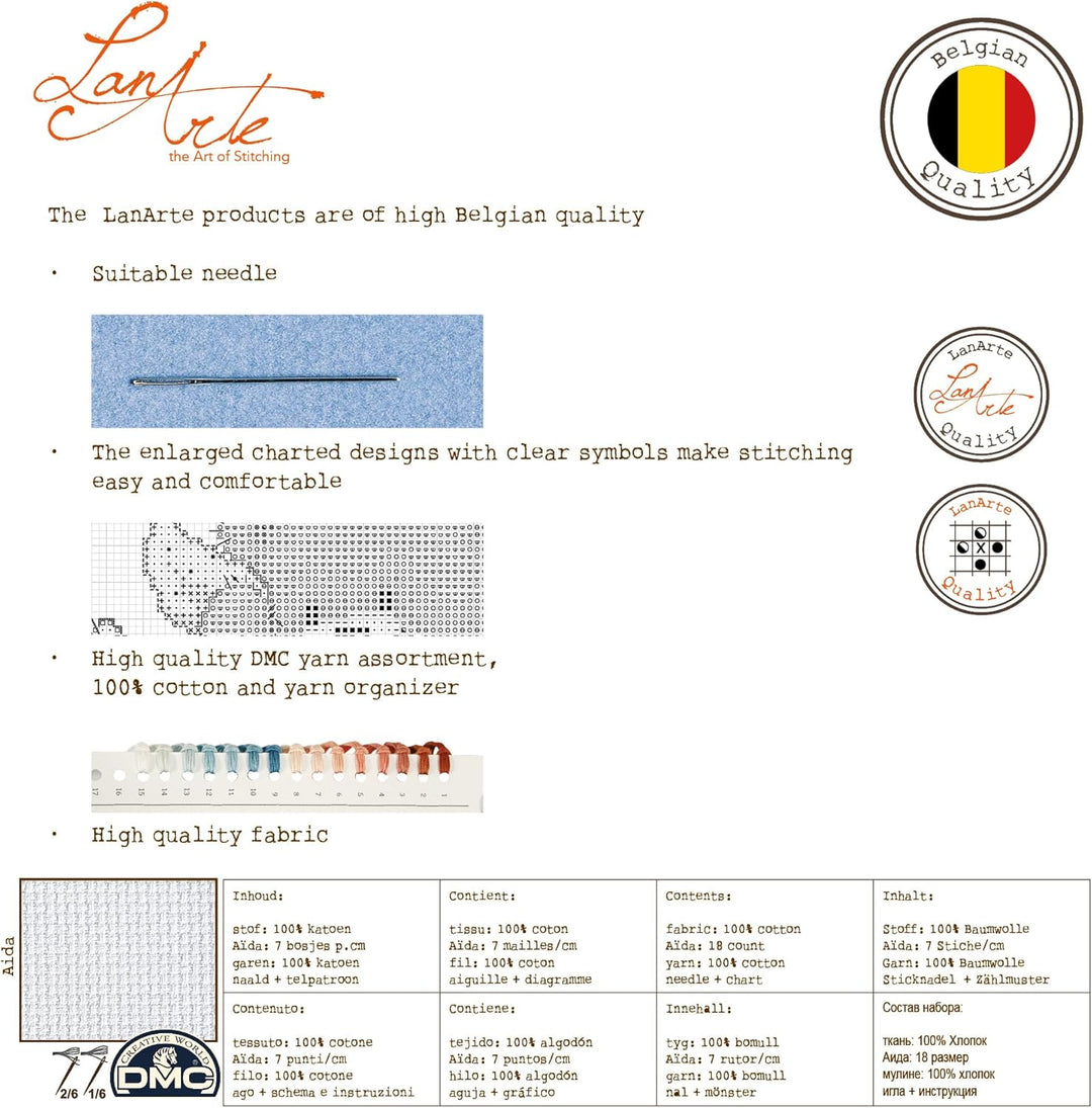 Lanarte Zählmusterpackung Bezaubernde Fee Feinaida Kreuzstichpackung, Baumwolle, Mehrfarbig, 24 x 24
