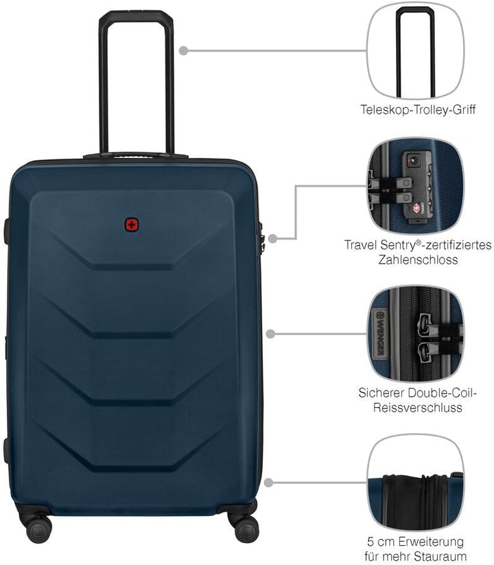 WENGER Prymo Large Hartschalenkoffer mit 4 Rollen, Trolley, Gross, 93 (107) l, Sicherheitsschloss, D