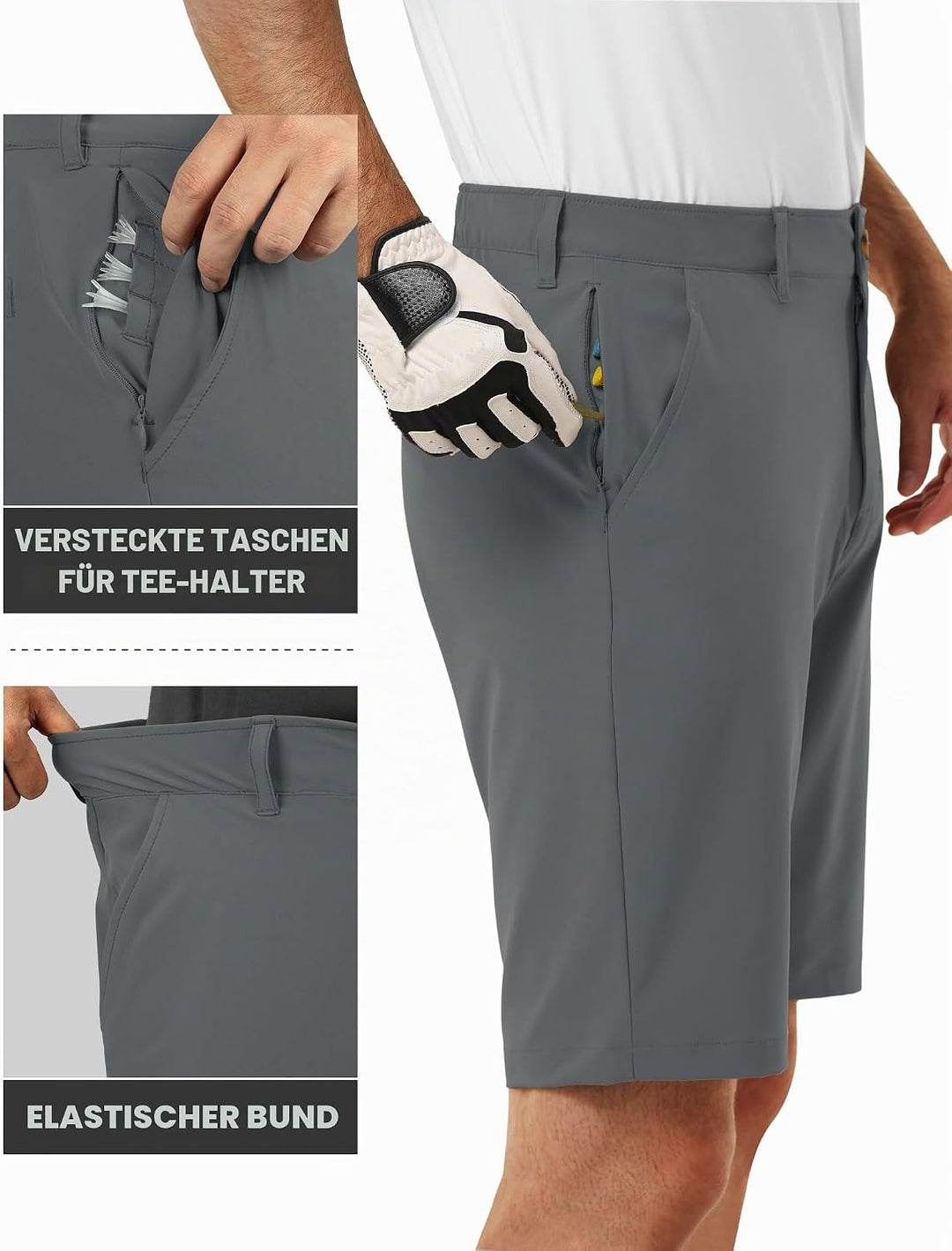 33,000ft Herren Golf Shorts Stretch Kurze Golfhosen Leichte Schnelltrocknende 11" Bermuda Shorts Kur