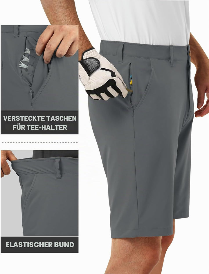 33,000ft Herren Golf Shorts Stretch Kurze Golfhosen Leichte Schnelltrocknende 11" Bermuda Shorts Kur