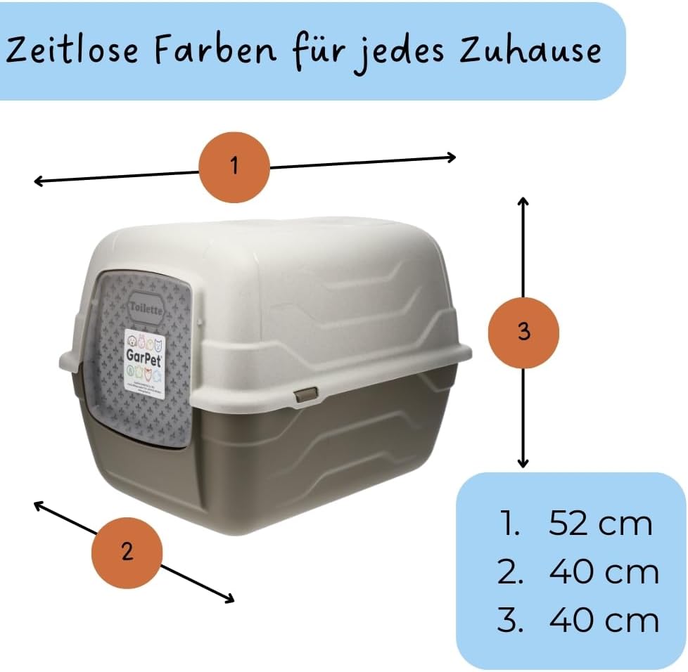 GarPet Katzenklo mit Deckel Schaufel Aktivkohlefilter, Haube kippbar, grosse XXL Katzentoilette, Kat