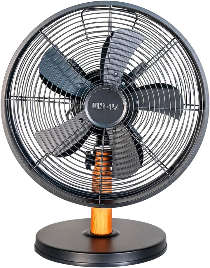 Unold 86715 Tischventilator Black Steel - Schwarz, 35 W, 3-stufige Geschwindigkeitsregelung, Oszilla