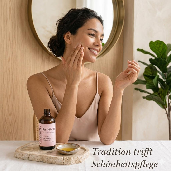 Kamelienöl Bio 100 Prozent Rein Kaltgepresst + Camellia Oleifera Öl Für Hautpflege Anti Aging Und Ha