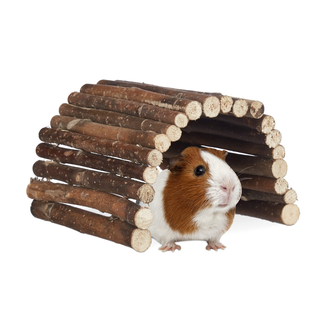 Relaxdays 3X Nagerbrücke Holz im Set, Tunnel für Kleintierkäfig, Hamster, Meerschweinchen, flexibel