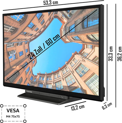 Toshiba 24WK3C63DAW 24 Zoll Fernseher/Smart TV (HD Ready, HDR, Alexa Built-In, Triple-Tuner, Bluetoo