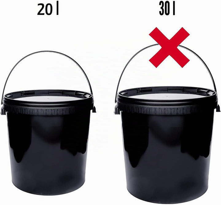 BenBow - Eimer mit Deckel schwarz 4X 20 Liter - lebensmittelecht stabil luftdicht auslaufsicher geru