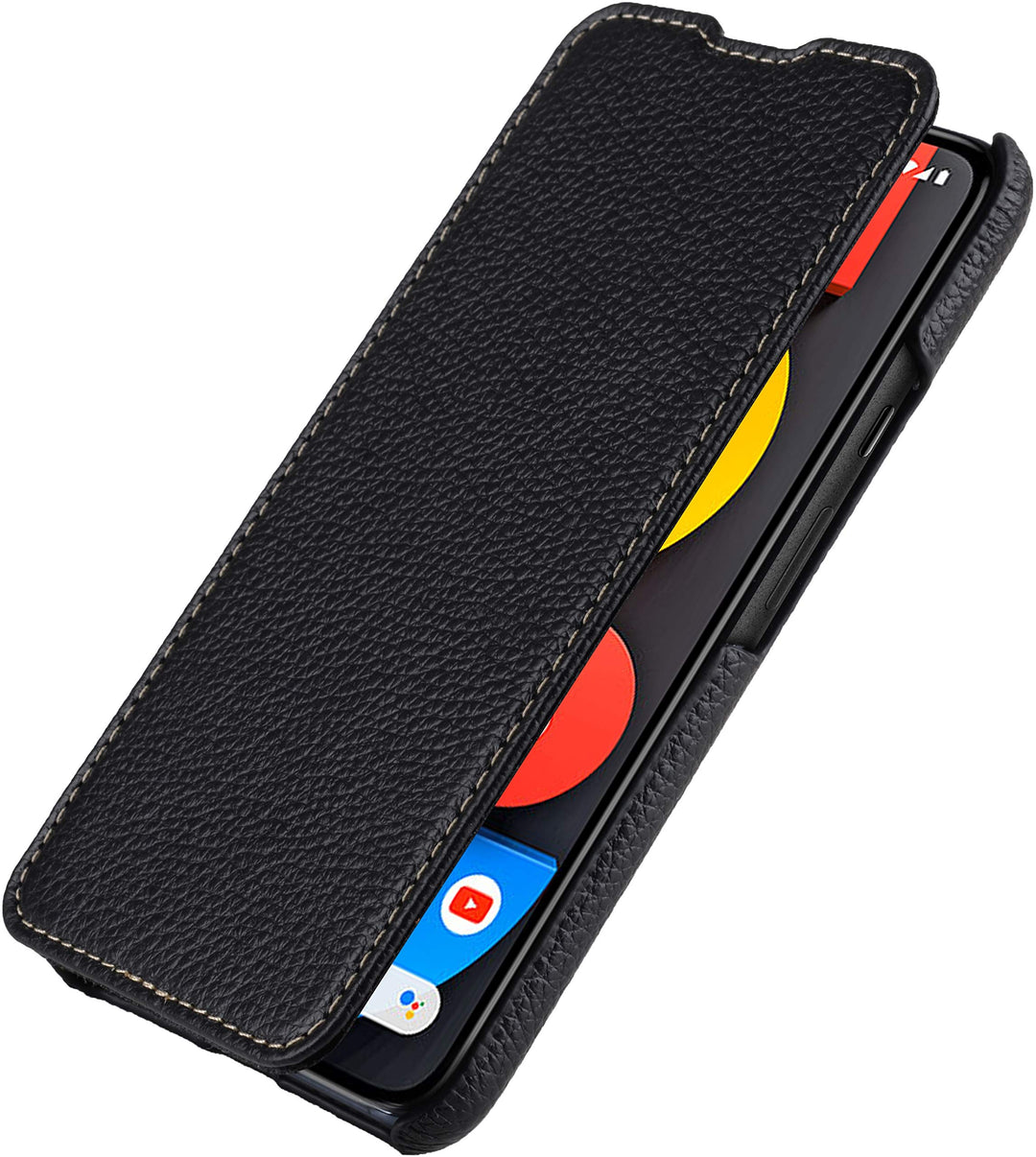 STILGUT Book Case kompatibel mit Google Pixel 5 Hülle aus Leder zum Klappen, Klapphülle, Handyhülle,