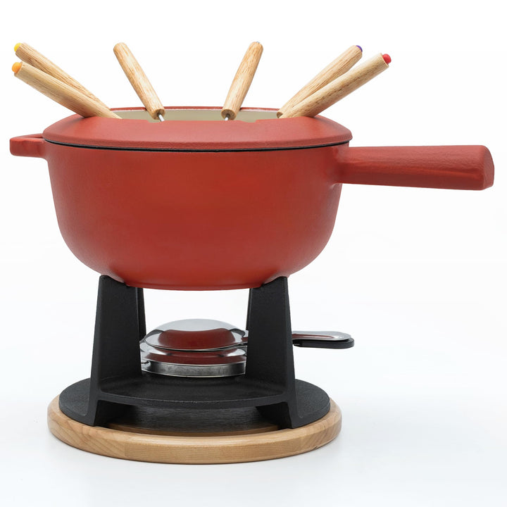 osoltus Fondue-Set für Schokoladen-, Fleisch- oder Käsefondue - Fondue-Topf für 6 Personen - emailli