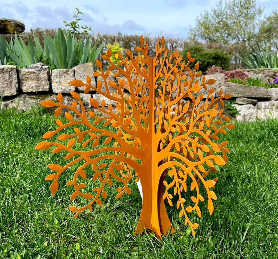 LB H&F Gartenstecker LEBENSBAUM 2tlg. 3D Baum 40x38cm zum stecken Gartendeko Deko Dekoration aus 2 S