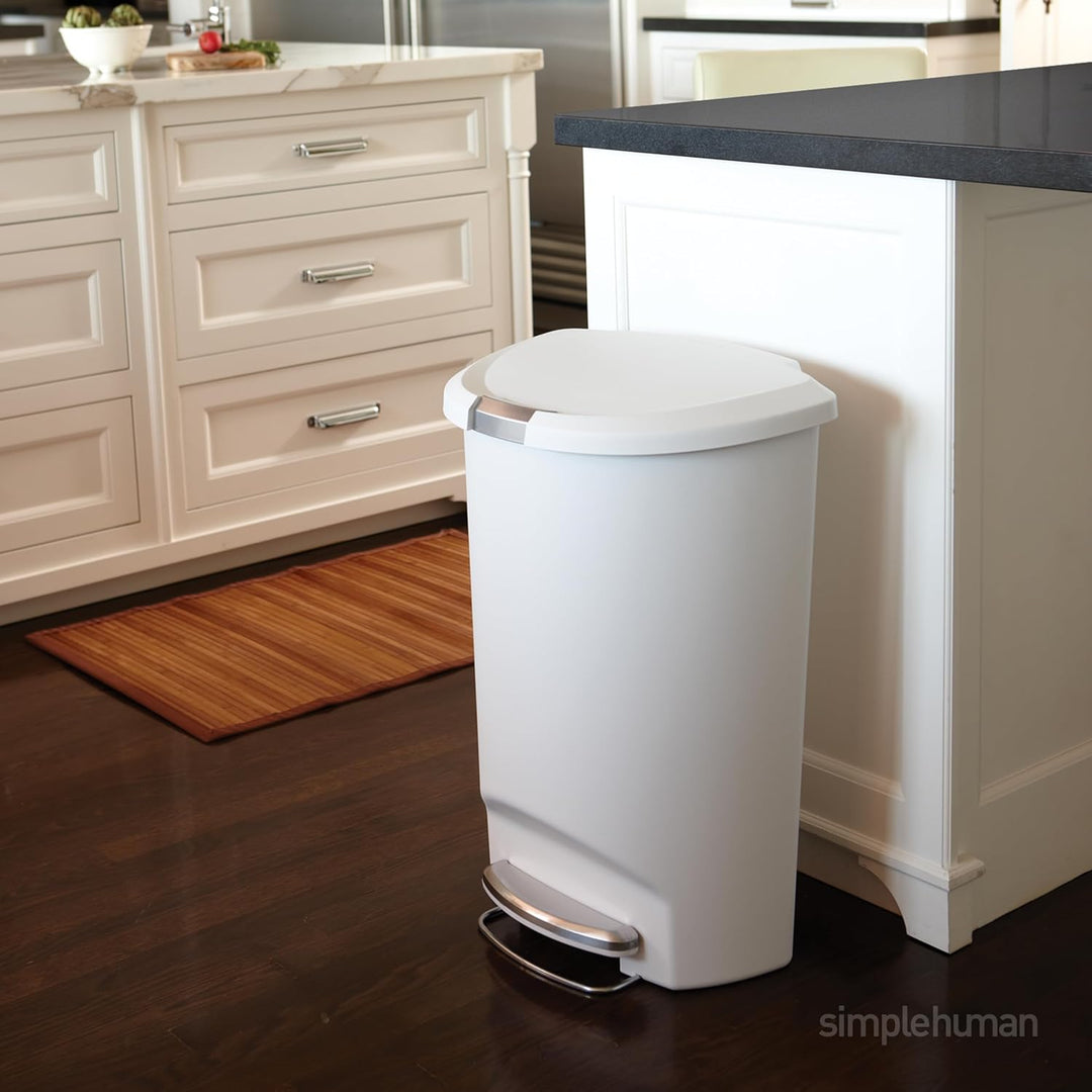simplehuman CW1356 Mülleimer Halbmond Treteimer Küchenmülleimer Kunststoff weiss 50 Liter 50 L — Pou