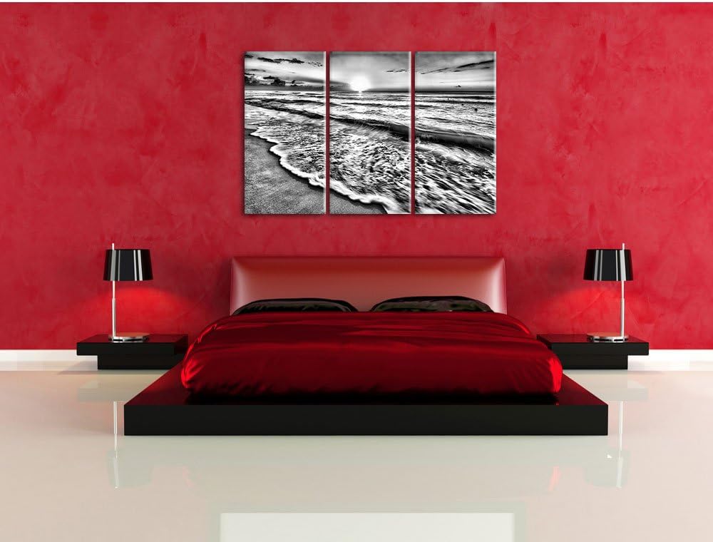 Pixxprint Meer bei Sonnenuntergang als Leinwandbild/Grösse: 3 Teilig (120x80) cm/Wandbild/Kunstdruck