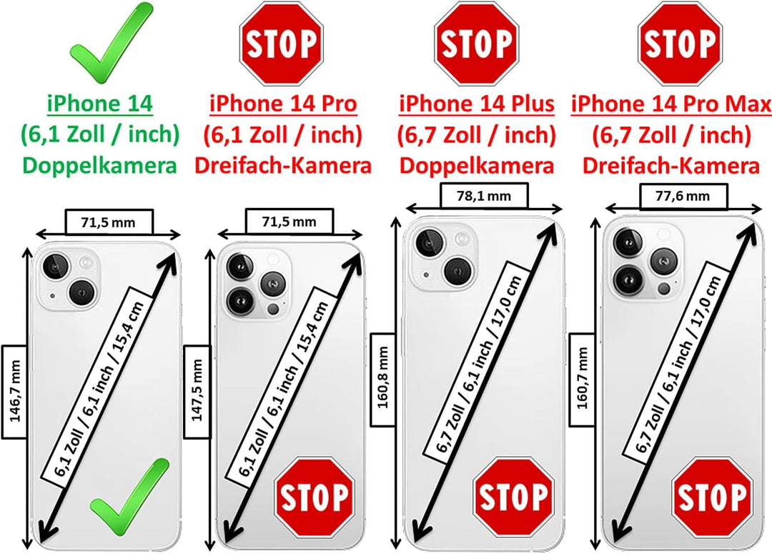 Mobiskin Hülle passend für Apple iPhone 14 (6,1 Zoll), Handyhülle mit beschichtetem Leder, Case, Sch