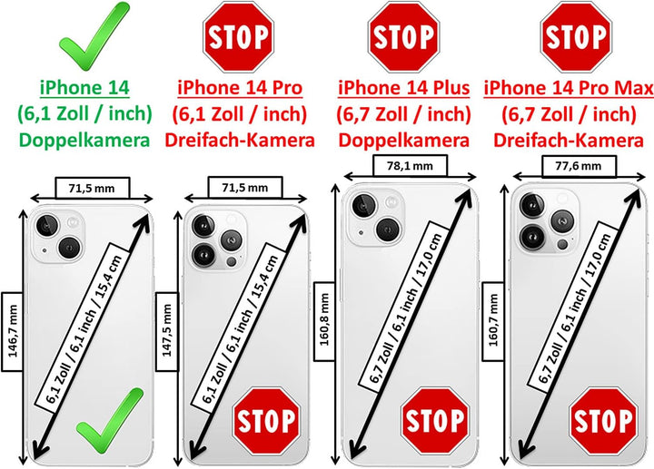 Mobiskin Hülle passend für Apple iPhone 14 (6,1 Zoll), Handyhülle mit beschichtetem Leder, Case, Sch