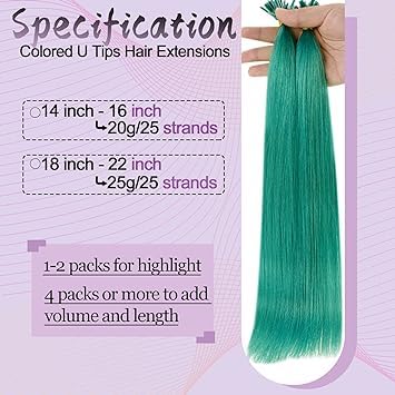 RUNATURE Extension Echthaar Bondings Teal 35cm Keratin Bonding Extensions Echthaar Unsichtbar Haarve
