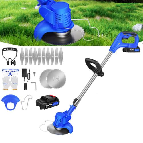 21V Akku-Rasentrimmer, Elektro Rasentrimmer Gardena mit 2 x 1.5Ah Li-Ion Akku und Ladegerät, Sicherh