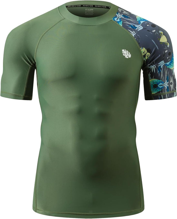 HUGE SPORTS Herren Splice UV Sonnenschutz UPF 50+ Skins Rash Guard Short Sleeves Aborigine M, Aborig