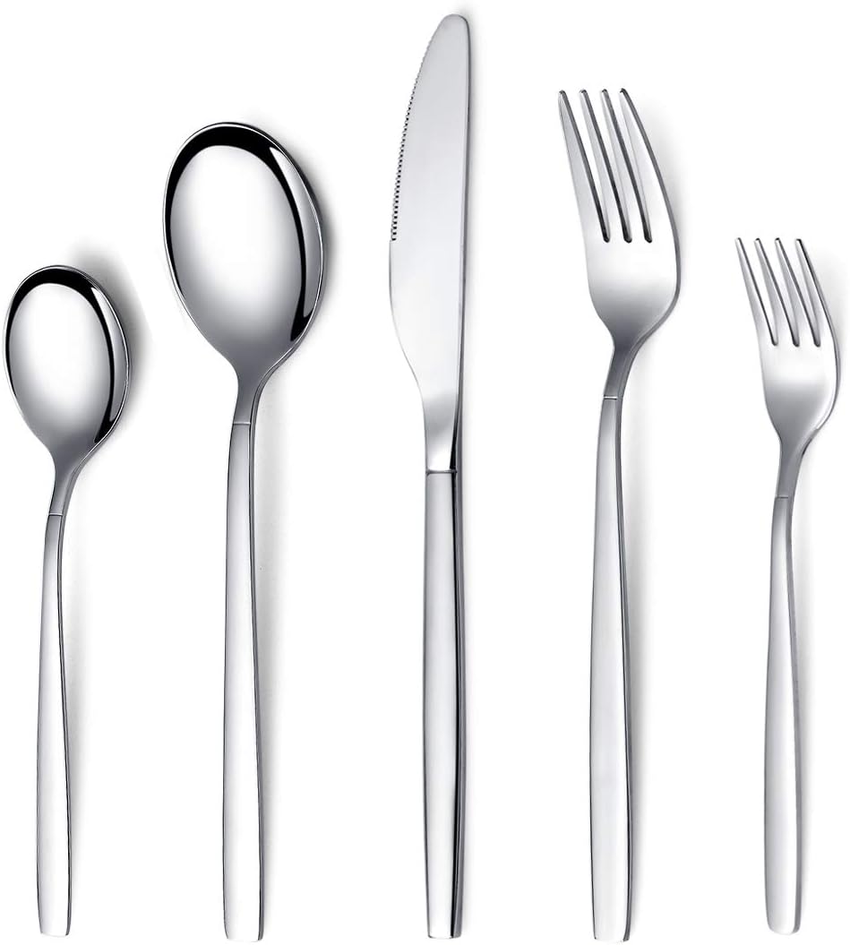 Berglander 30 Stück Edelstahl Besteckset, Gemischte Bestecksets Service für 6 07. Silber, 07. Silber