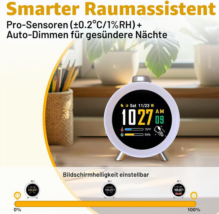 Dekala Kinderwecker mit IPS-Display, Interaktiven Themen &amp; Animationen, Temperatur- &amp; Feuchtigkeitss