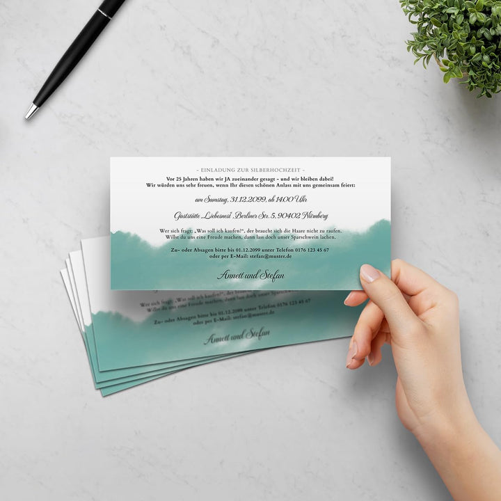 Kartenmachen.de 10 x Silberne Hochzeit Hochzeitseinladungen Silberhochzeit individuell Einladungskar