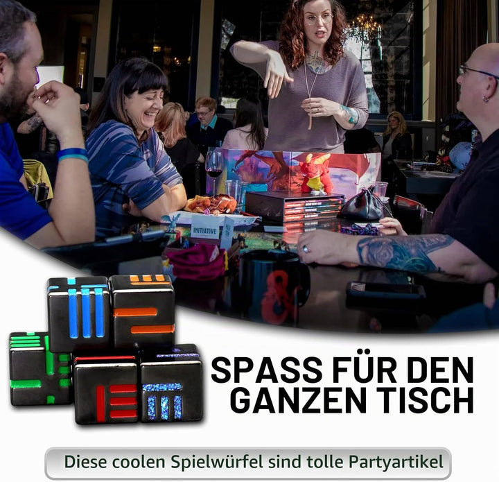 HNCCESG Metall W6 Würfel 6 Stück mit Kasten, Spielwürfel 6-Seitige Würfelset Würfel Set für Dungeons