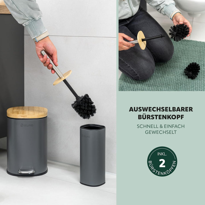 eluno Badezimmer Zubehör Set FRAMURA 2tlg. bestehend aus 1 Kosmetikeimer mit Soft-Close Deckel und 5