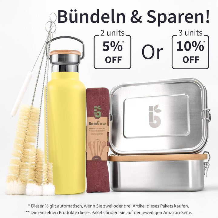 Bambaw Trinkflasche Edelstahl Isoliert 750ml, Wander Trinkflasche, Thermosflasche 750ml Edelstahl, A