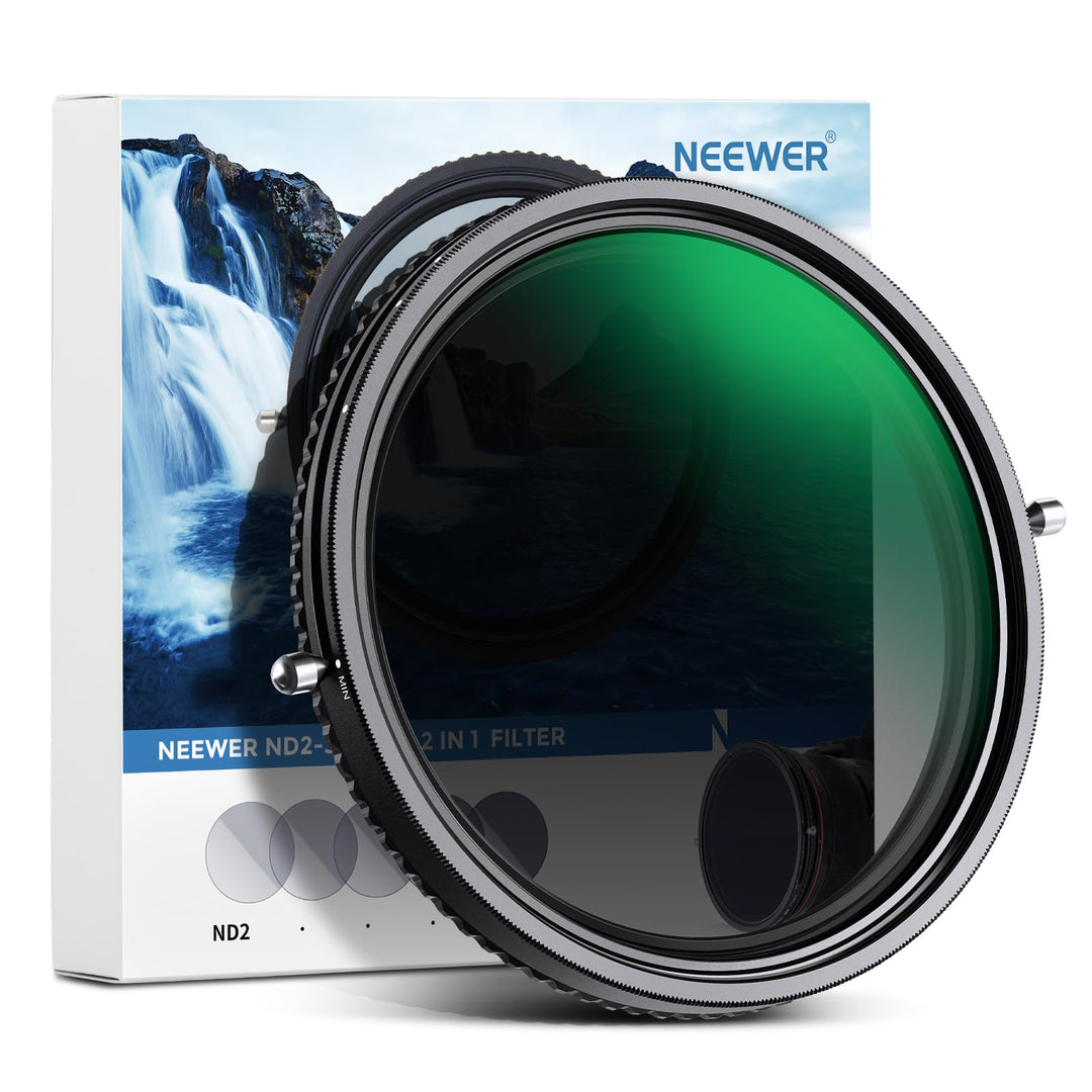 NEEWER 2 in 1 82mm Variable ND Filter ND2-ND32&CPL (Zirkular Polfilter) No X Cross Variabel Graufilt
