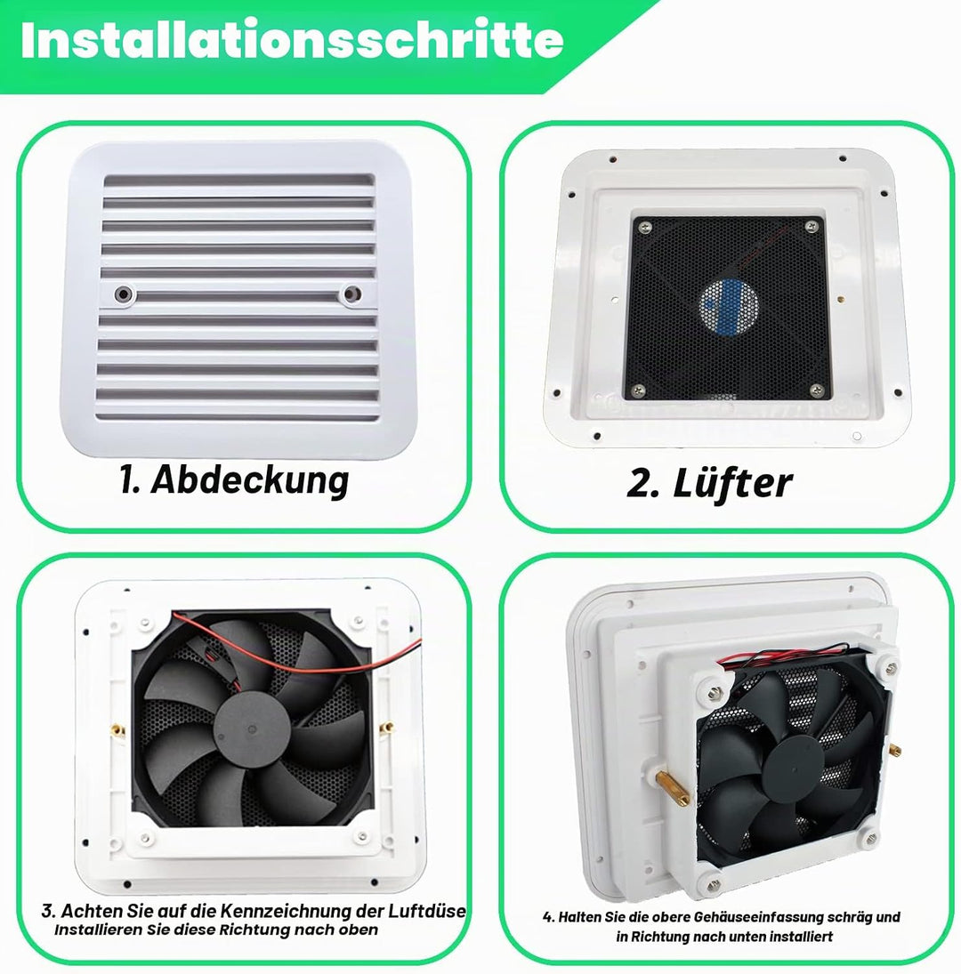 AUTOXBERT Abluftventilator Für Wohnwagen, 2,4W 12V Lüfter Mit Rollläden Entlüftung Einweg-Seite Luft