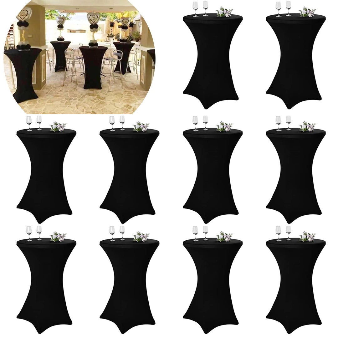10er-Set Stretch Stehtisch Husse für Bistrotisch Ø 80-85 cm Elegante ,Verstärkung im Fussbereich,40°