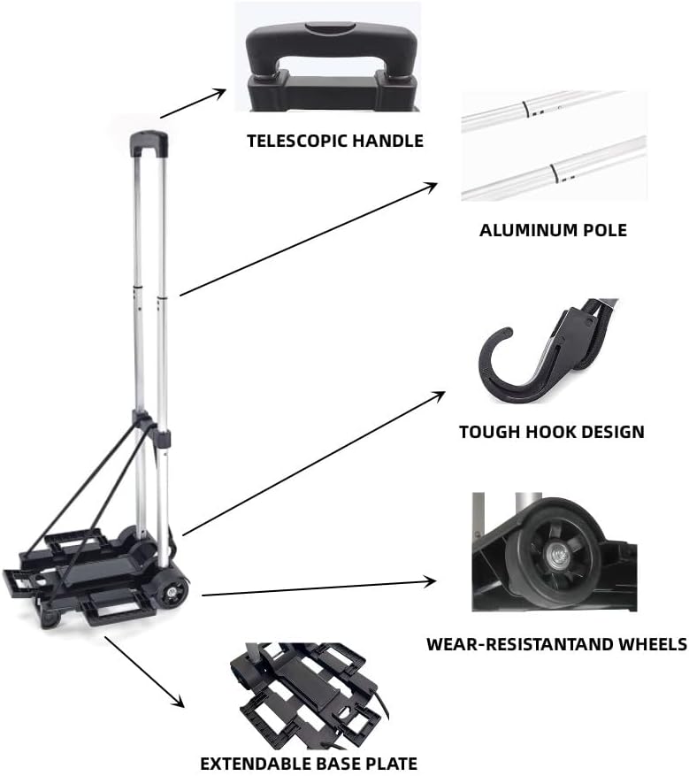 Transportwagen klappbar,Sackkarre Klappbar/Alu-Sackkarre/Trolly Dolly Faltbarer Trolley Handkarre Ge