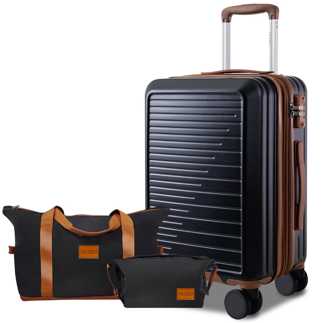 OUZZO 20 Zoll Handgepäckkoffer, 100% Polycarbonat, erweiterbarer Hartschalenkoffer mit Spinnrädern,