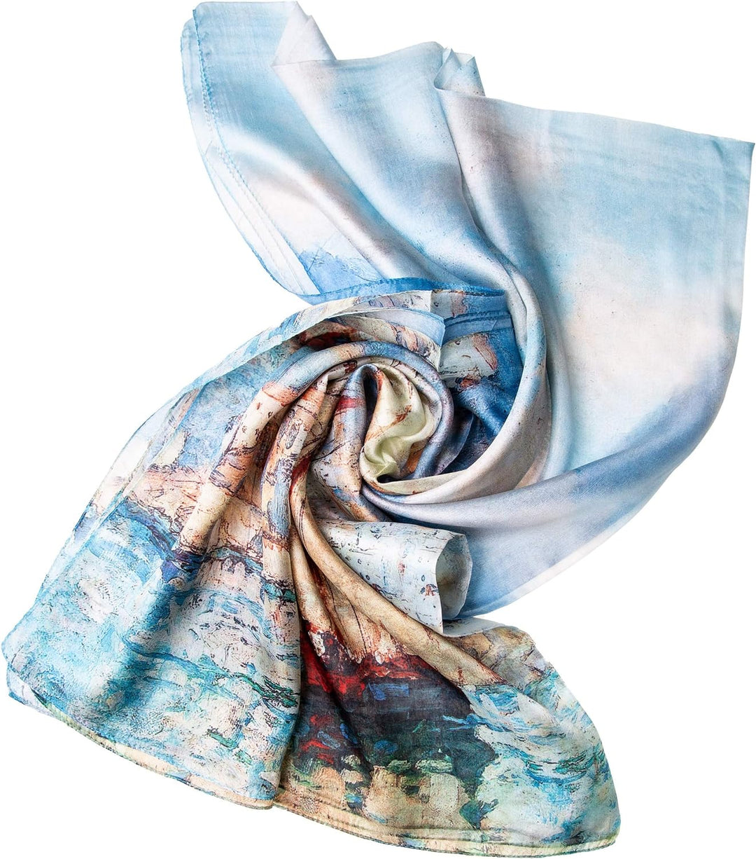 Tinitex Seidenschal Halstuch Schal Chiffon blau maritim 180x110cm