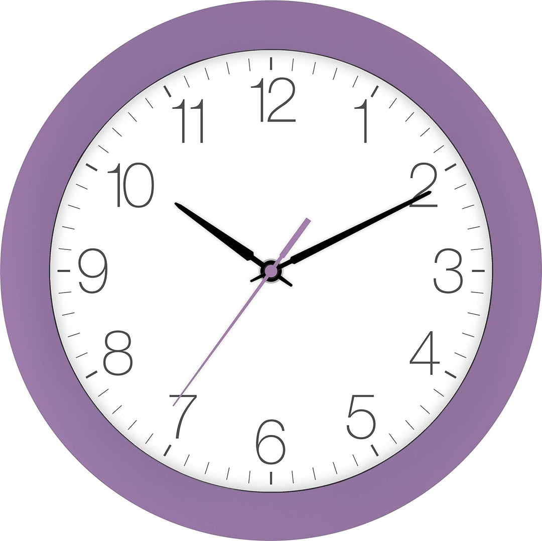 Eurotime Funkwanduhr, 30 cm, Lila Violett, Kunststoffgehäuse, gewölbtes Echtglas, automatische Zeite