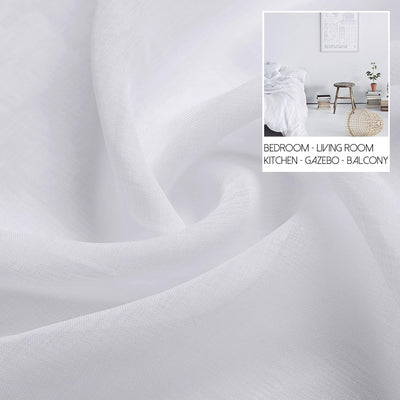 MRTREES Stores Gardinen Weiss Wohnzimmer Gardinen modern Schlaufenschal 2er Set 122×140cm (H×B) Vorh