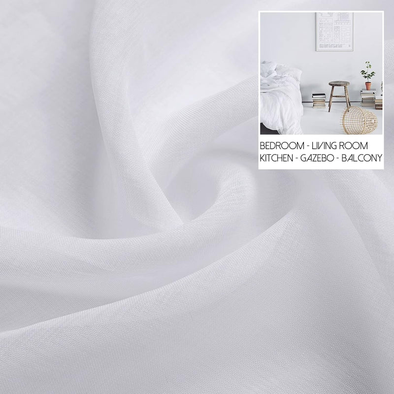 MRTREES Stores Gardinen Weiss Wohnzimmer Gardinen modern Schlaufenschal 2er Set 122×140cm (H×B) Vorh
