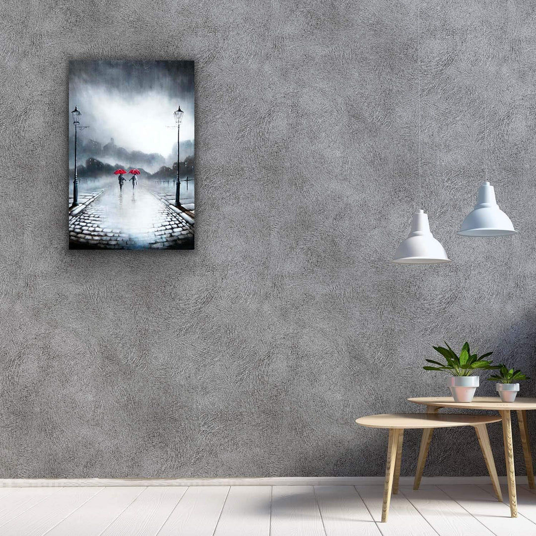 Startonight Leinwandbilder Schwarz und Weiss Zwei rote Regenschirme, Doppelansicht Überraschung Mode