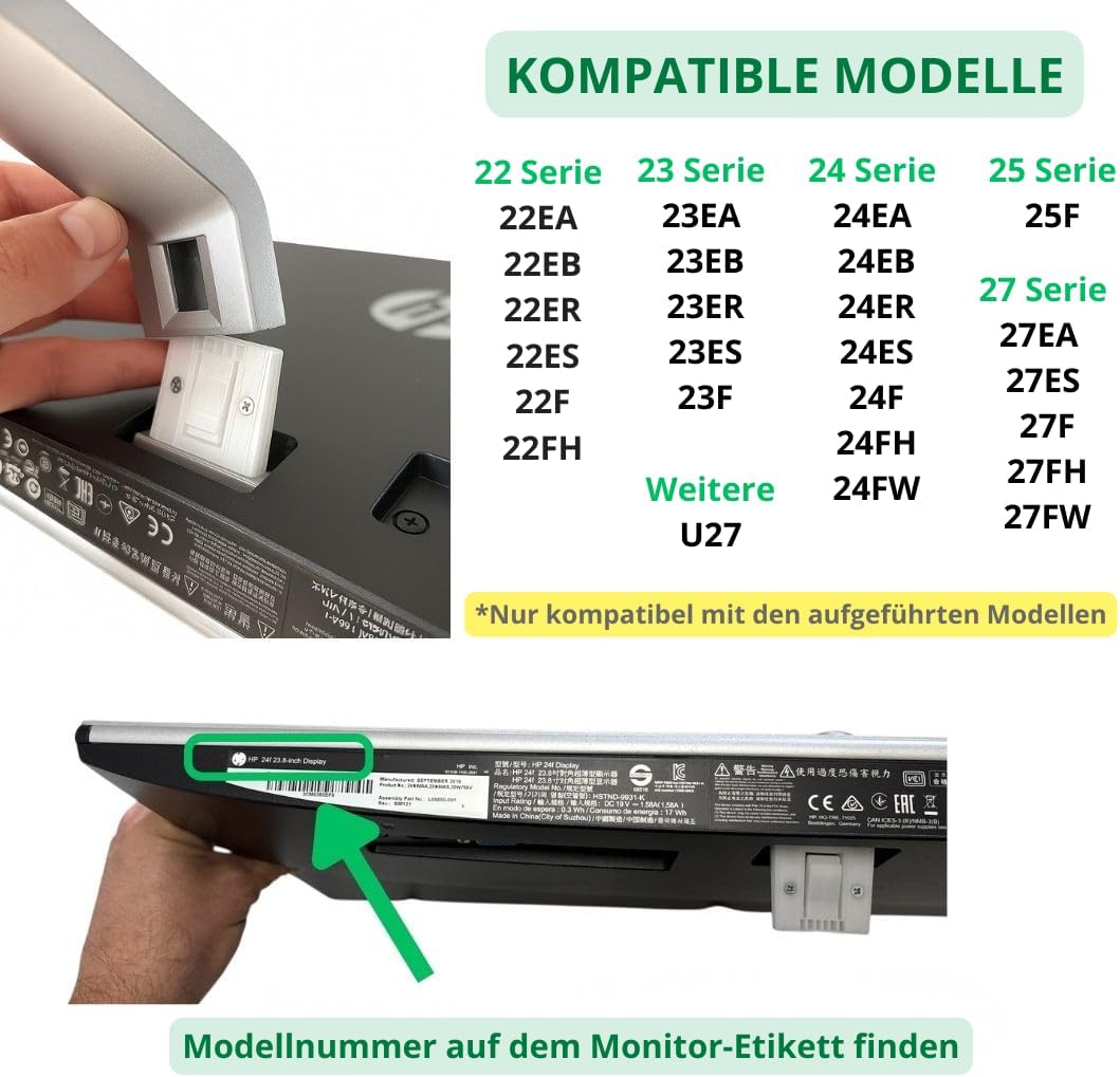 VESA Adapter kompatibel mit HP Monitor:HP22F, 22ER, 22ES, 22EB, 22EA - 23ER, 23F, 23ES, 23EB, 23EA -