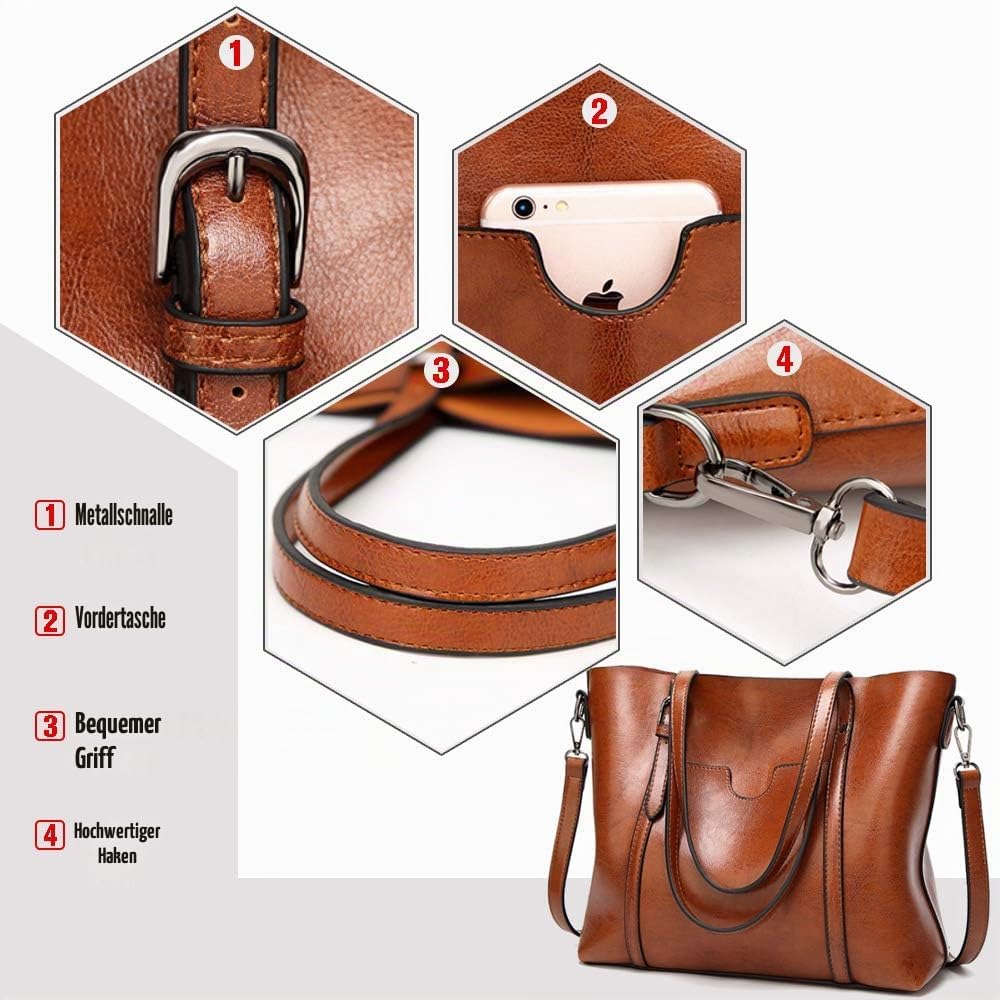 BestoU Damen Handtasche Leder Tasche Shopper Damen Handtaschen Gross Schule Schultertasche Frauen Um